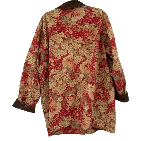 RARE L.L. Bean Women's Floral Jacket Barn Chore Coat Size 2X Corduroy Accents - Picture 2 of 5